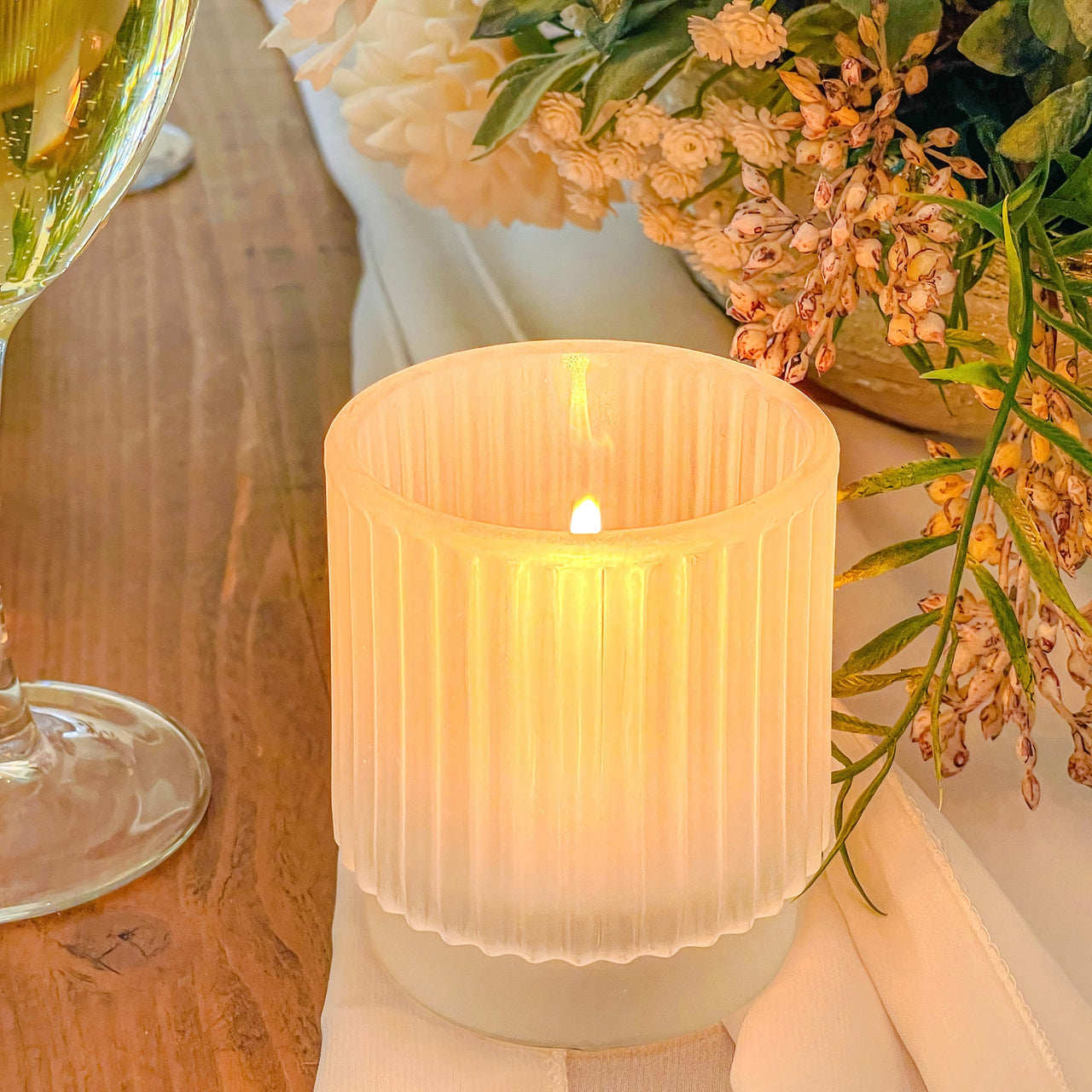 Ribbed Frosted Glass Votive Candle Holder (Set of 6) Alternate Image 4 My Wedding Favors  | Tealight/Votive Holder