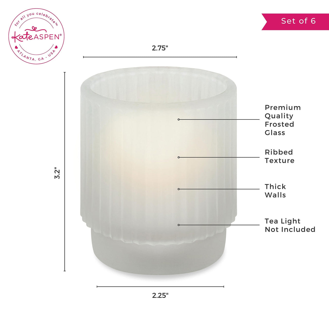 Ribbed Frosted Glass Votive Candle Holder (Set of 6) Alternate Image 5 My Wedding Favors  | Tealight/Votive Holder