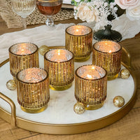 Ribbed Gold Glass Votive Candle Holder (Set of 6) Main Image, My Wedding Favors | Tealight/Votive Holder