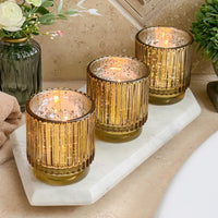 Ribbed Gold Glass Votive Candle Holder (Set of 6)Alternate Image 3, My Wedding Favors | Votive Tea Light Holder