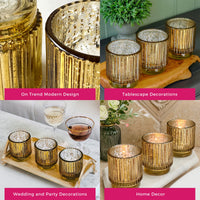 Ribbed Gold Glass Votive Candle Holder (Set of 6)Alternate Image 5, My Wedding Favors | Votive Tea Light Holder