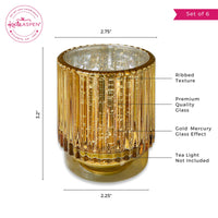 Ribbed Gold Glass Votive Candle Holder (Set of 6)Alternate Image 6, My Wedding Favors | Votive Tea Light Holder