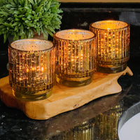 Ribbed Gold Glass Votive Candle Holder (Set of 6)Alternate Image 7, My Wedding Favors | Votive Tea Light Holder