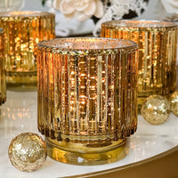 Ribbed Gold Glass Votive Candle Holder (Set of 6)Alternate Image 8, My Wedding Favors | Votive Tea Light Holder