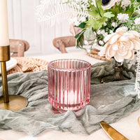 Thumbnail for Ribbed Pink Glass Votive Candle Holder (Set of 6) - Alternate Image 3 | My Wedding Favors