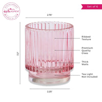Ribbed Pink Glass Votive Candle Holder (Set of 6) - Alternate Image 6 | My Wedding Favors