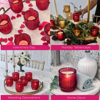 Thumbnail for Ribbed Red Glass Votive Candle Holder (Set of 6) - Alternate Image 5 | My Wedding Favors