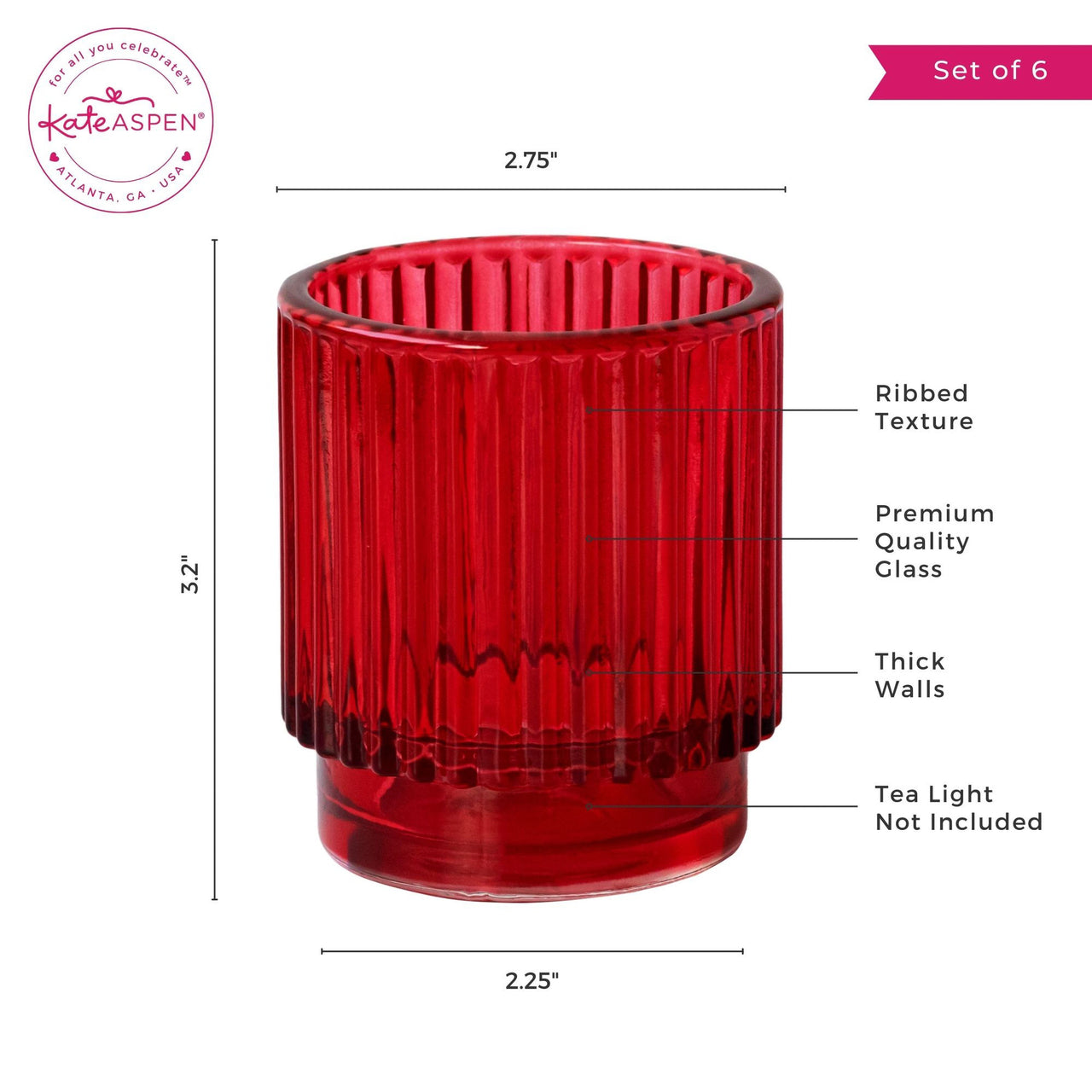 Ribbed Red Glass Votive Candle Holder (Set of 6) - Alternate Image 6 | My Wedding Favors