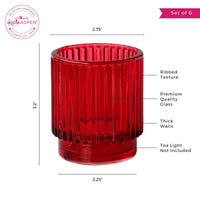 Thumbnail for Ribbed Red Glass Votive Candle Holder (Set of 6) - Alternate Image 6 | My Wedding Favors