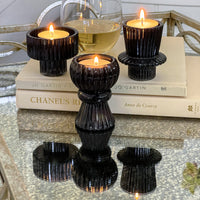 Vintage Ribbed Blue Glass Candle/Candlestick Holders Set of 6 - Assorted | Alternate Image 4 My Wedding Favors | Tealight/Votive Holder