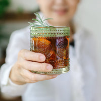 Thumbnail for 10 oz. Hobnail Beaded Floral Green Drinking Glasses (Set of 6) Kate Aspen |  Alternate Image 3