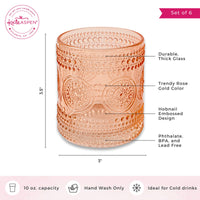 10 oz. Hobnail Beaded Floral Rose Gold Drinking Glasses (Set of 6) Kate Aspen |  Alternate Image 6