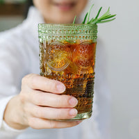 Thumbnail for 13 oz. Hobnail Beaded Floral Green Drinking Glasses (Set of 6) Kate Aspen |  Alternate Image 2