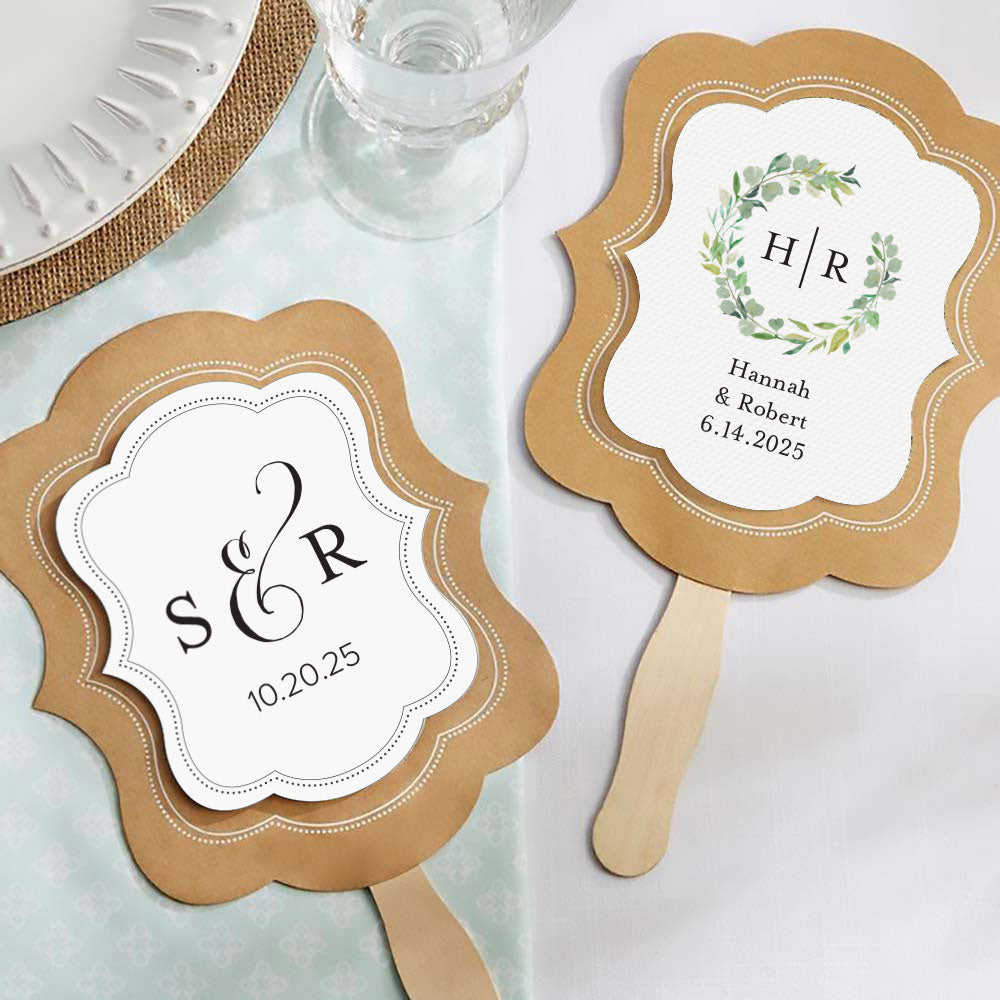 Kraft Hand Fan (Set of 20) (Personalization Available) - Alternate Image 2 | My Wedding Favors