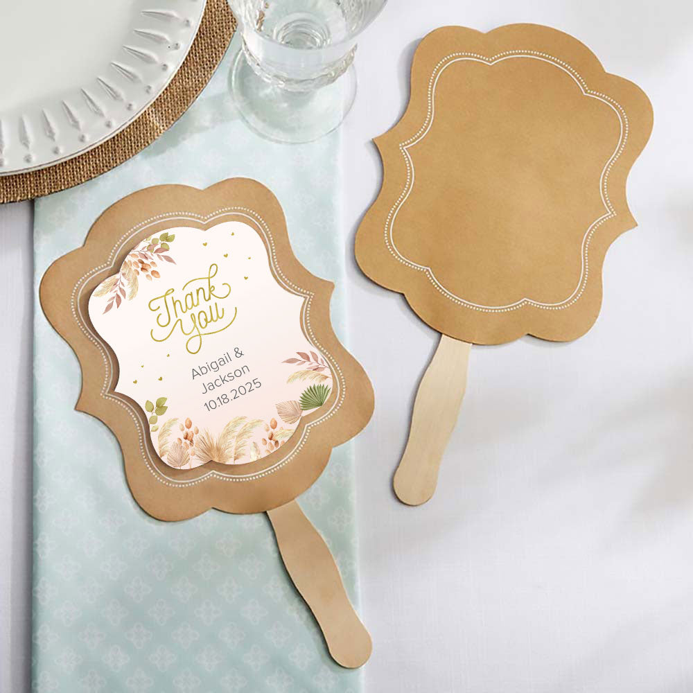 Kraft Hand Fan (Set of 20) (Personalization Available) - Alternate Image 3 | My Wedding Favors