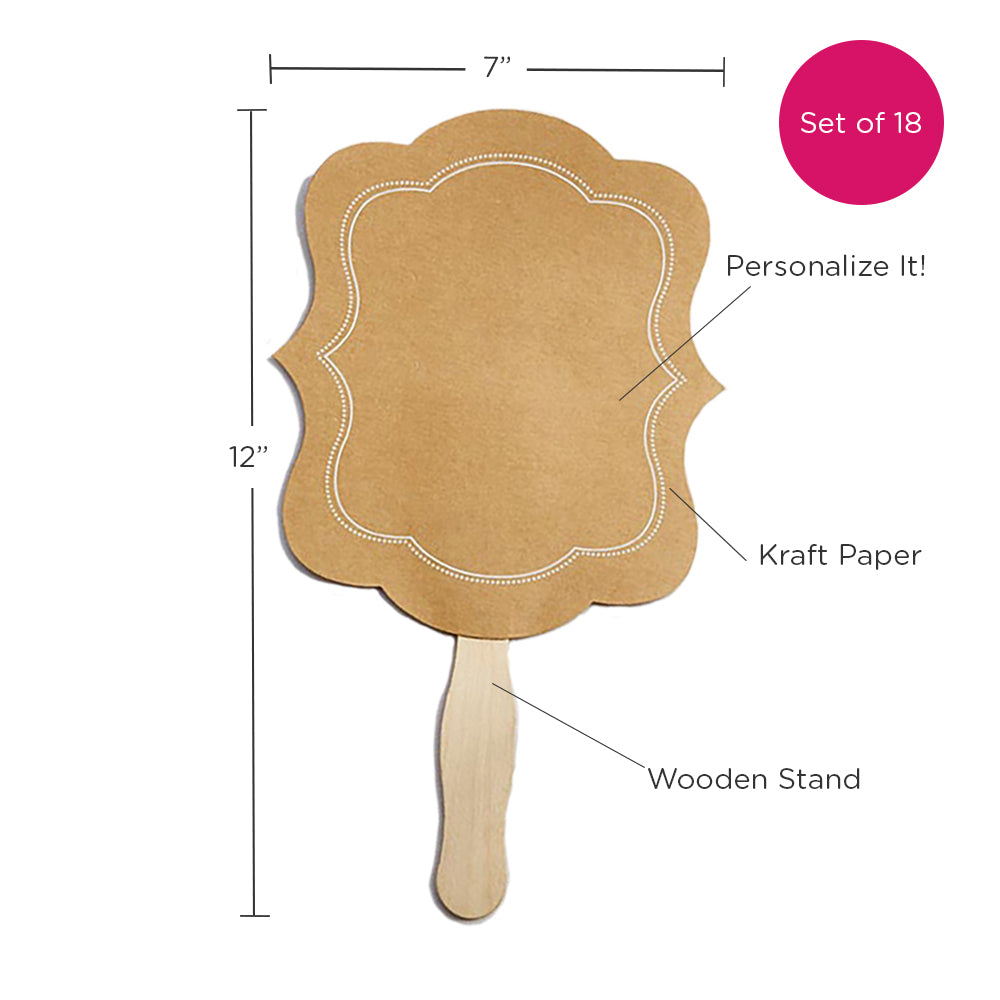 Kraft Hand Fan (Set of 20) (Personalization Available) - Alternate Image 6 | My Wedding Favors