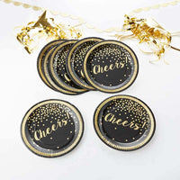 Thumbnail for Party Time Gold Foil Cheers 9 in. Premium Paper Plates (Set of 8) - Main Image | My Wedding Favors