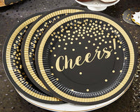 Thumbnail for Party Time Gold Foil Cheers 9 in. Premium Paper Plates (Set of 8) - Alternate Image 2 | My Wedding Favors