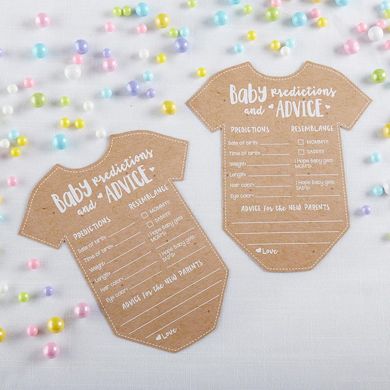 Baby Shower Prediction Advice Card - Onesie Shape (Set of 50) - Main Image | My Wedding Favors