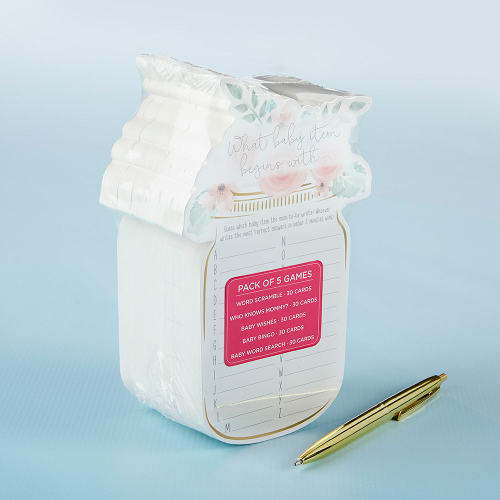 Floral Mason Jar Baby Shower 5-Pack Game Card Set (30 sheets each) - Alternate Image 3 | My Wedding Favors