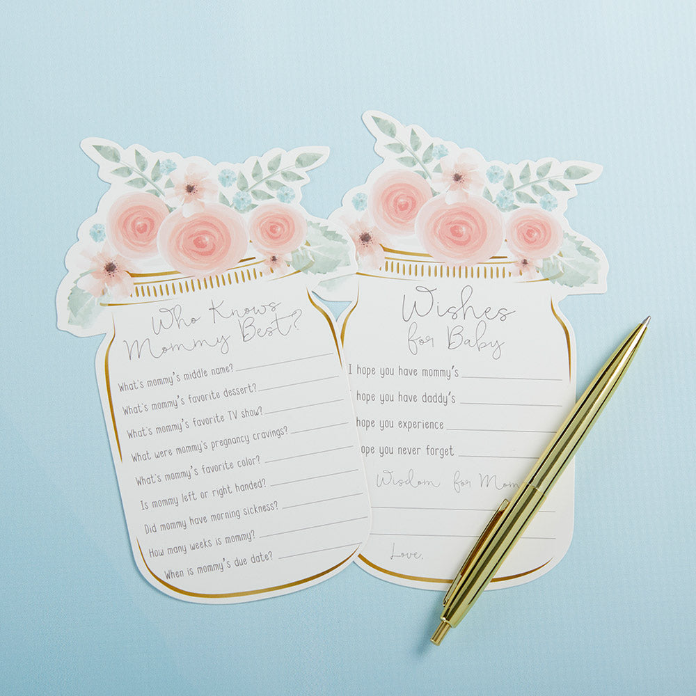 Floral Mason Jar Baby Shower 5-Pack Game Card Set (30 sheets each) - Alternate Image 4 | My Wedding Favors