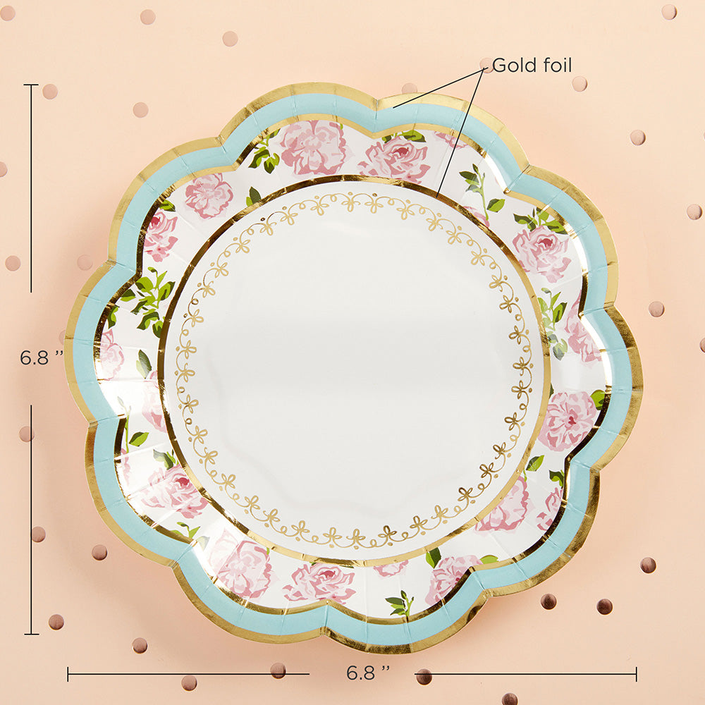 Blue Tea Time Whimsy 7 in. Premium Paper Plates (Set of 16) - Alternate Image 3 | My Wedding Favors