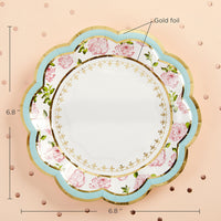 Thumbnail for Blue Tea Time Whimsy 7 in. Premium Paper Plates (Set of 16) - Alternate Image 3 | My Wedding Favors