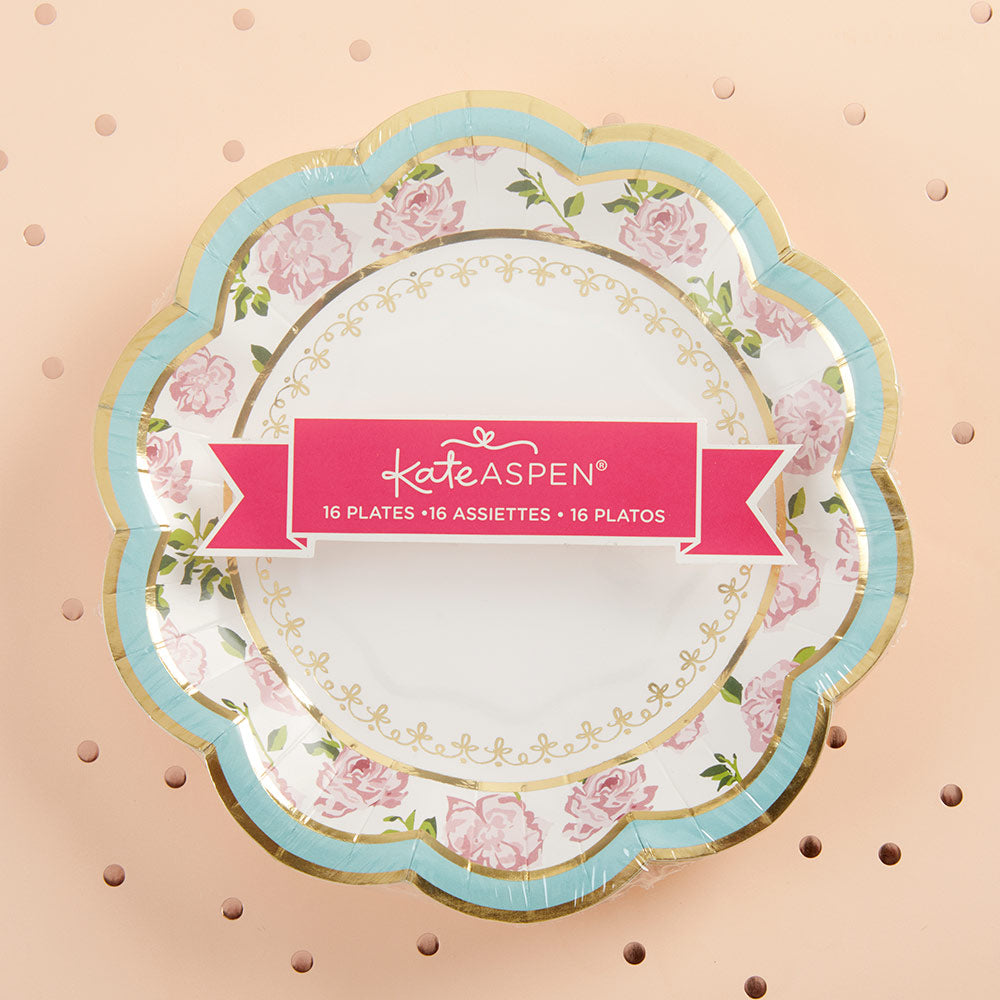 Blue Tea Time Whimsy 7 in. Premium Paper Plates (Set of 16) - Alternate Image 5 | My Wedding Favors