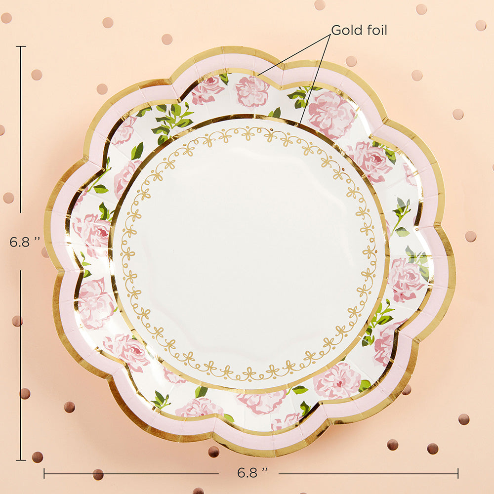Pink Tea Time Whimsy 7 in. Premium Paper Plates (Set of 16) - Alternate Image 3 | My Wedding Favors