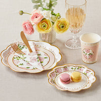 Thumbnail for Pink Tea Time Whimsy 7 in. Premium Paper Plates (Set of 16) - Alternate Image 2 | My Wedding Favors