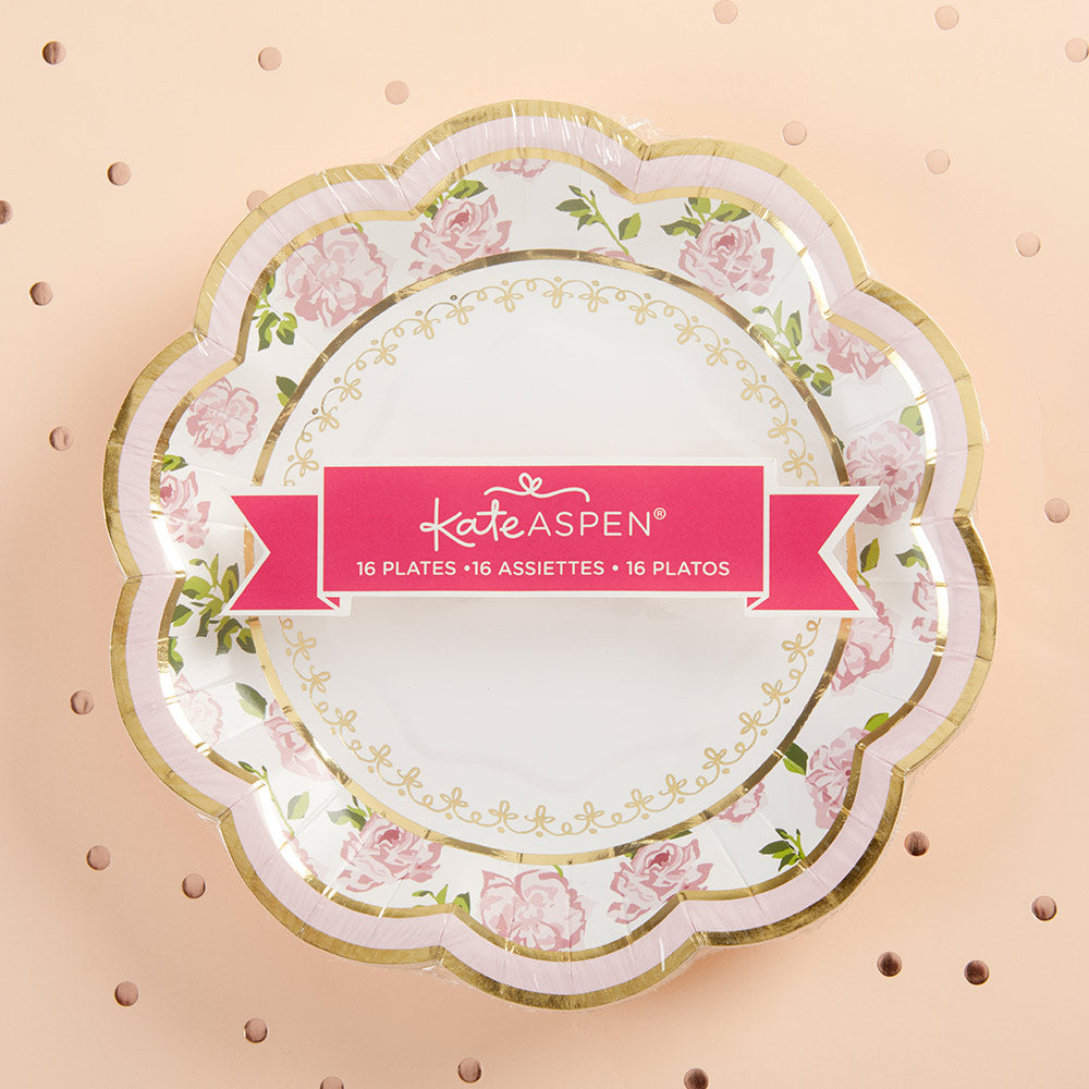 Pink Tea Time Whimsy 7 in. Premium Paper Plates (Set of 16) - Alternate Image 5 | My Wedding Favors