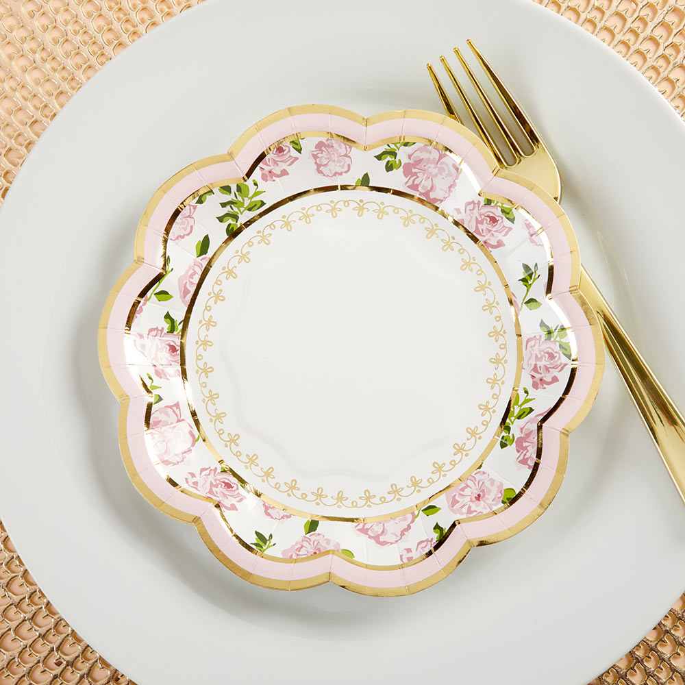 Pink Tea Time Whimsy 7 in. Premium Paper Plates (Set of 16) - Alternate Image 6 | My Wedding Favors