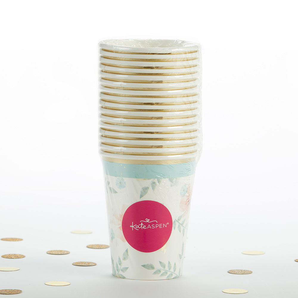 Geometric Floral 8 oz. Paper Cups (Set of 16) - Alternate Image 2 | My Wedding Favors
