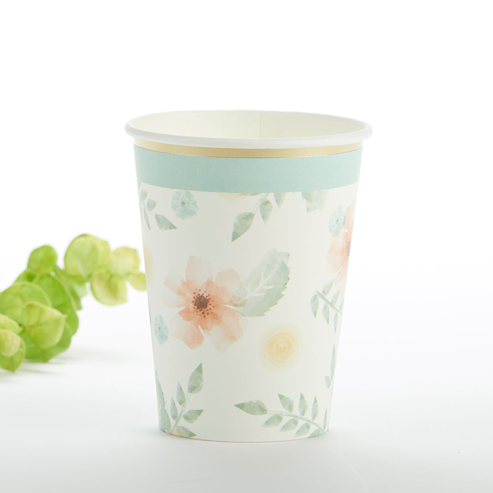 Geometric Floral 8 oz. Paper Cups (Set of 16) - Alternate Image 3 | My Wedding Favors