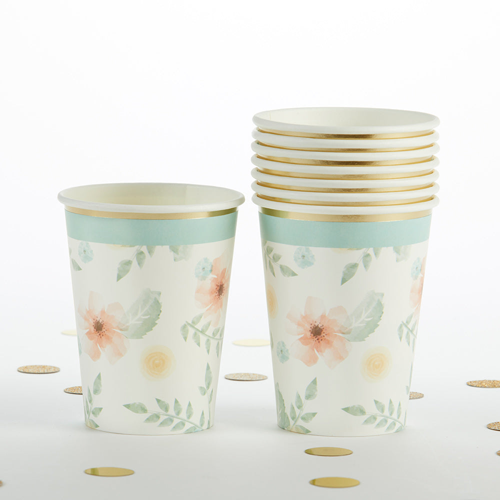 Geometric Floral 8 oz. Paper Cups (Set of 16) - Alternate Image 5 | My Wedding Favors