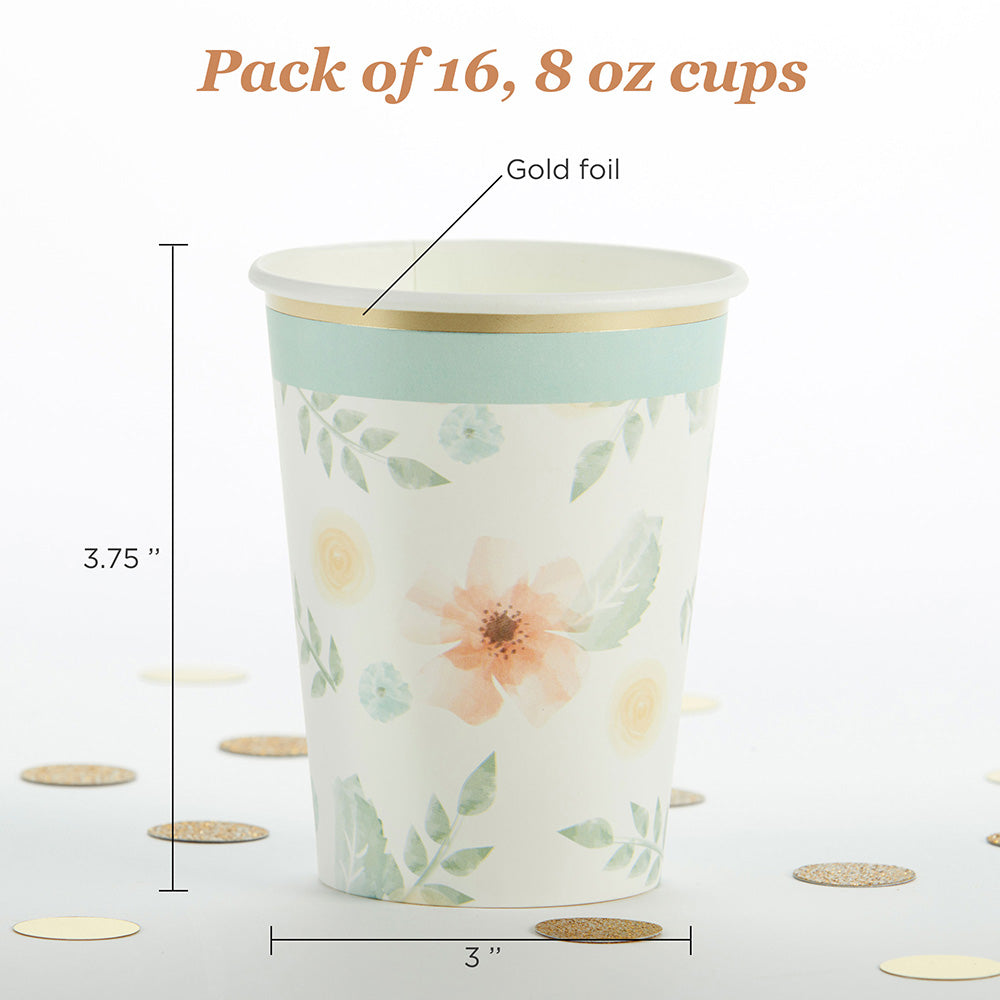 Geometric Floral 8 oz. Paper Cups (Set of 16) - Alternate Image 6 | My Wedding Favors