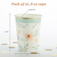 Thumbnail for Geometric Floral 8 oz. Paper Cups (Set of 16) - Alternate Image 6 | My Wedding Favors