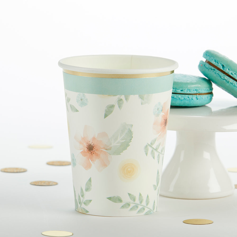 Geometric Floral 8 oz. Paper Cups (Set of 16) - Alternate Image 7 | My Wedding Favors