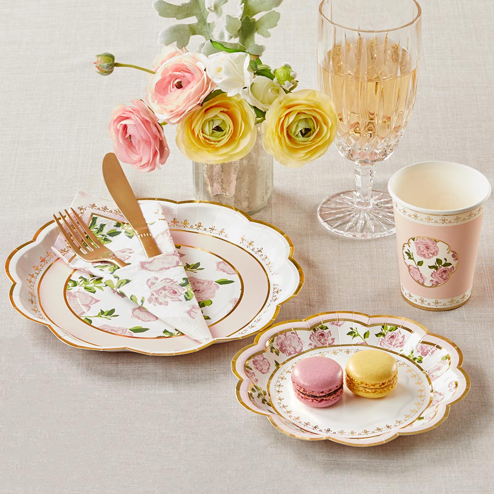 Pink Floral Tea Party 62 piece Tableware Set (16 guests) | 00263NA-KIT