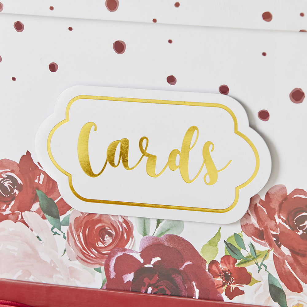 Burgundy Blush Floral Collapsible Card Box - Alternate Image 2 | My Wedding Favors
