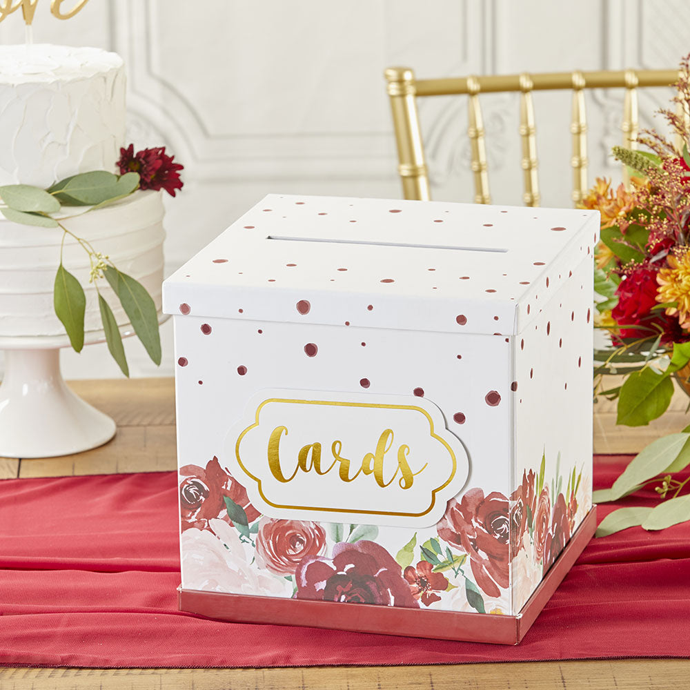 Burgundy Blush Floral Collapsible Card Box - Alternate Image 4 | My Wedding Favors