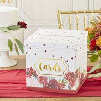Thumbnail for Burgundy Blush Floral Collapsible Card Box - Alternate Image 4 | My Wedding Favors