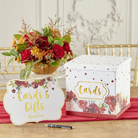 Burgundy Blush Floral Collapsible Card Box - Alternate Image 5 | My Wedding Favors