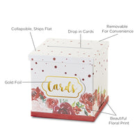 Thumbnail for Burgundy Blush Floral Collapsible Card Box - Alternate Image 6 | My Wedding Favors