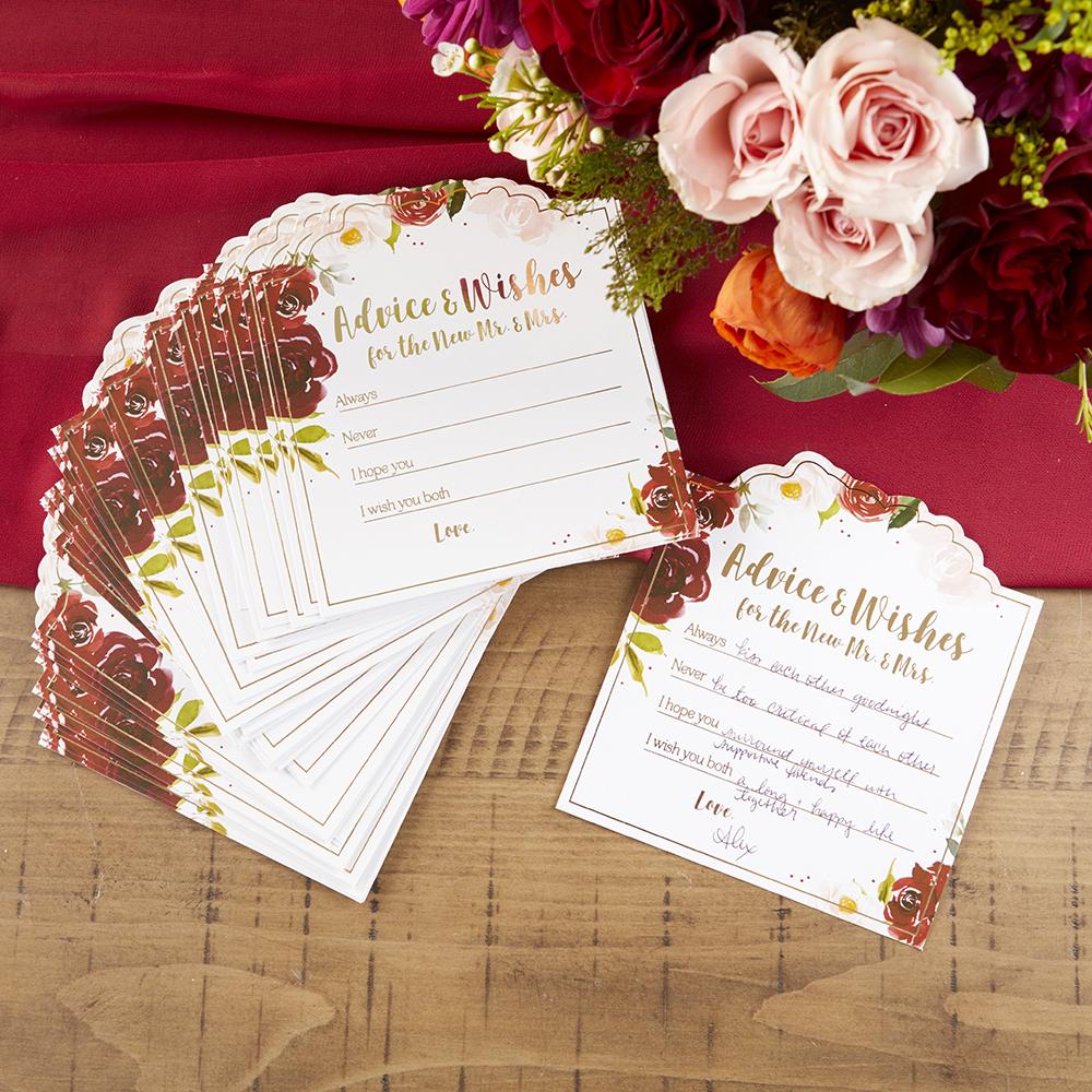 Burgundy Blush Floral Wedding Advice Card (Set of 50) - Main Image | My Wedding Favors