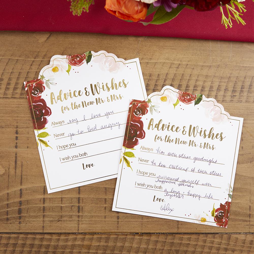 Burgundy Blush Floral Wedding Advice Card (Set of 50) - Alternate Image 3 | My Wedding Favors