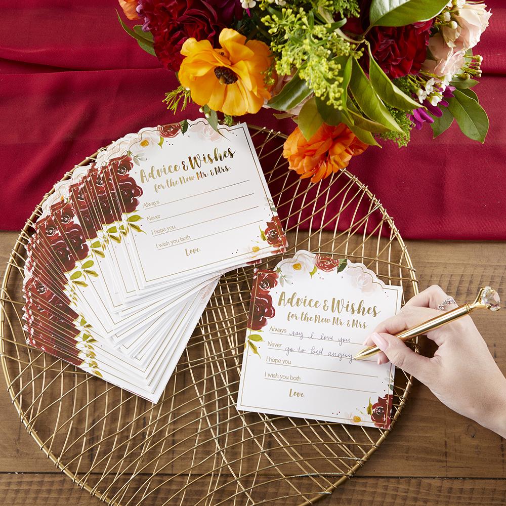 Burgundy Blush Floral Wedding Advice Card (Set of 50) - Alternate Image 4 | My Wedding Favors