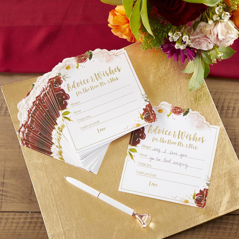 Burgundy Blush Floral Wedding Advice Card (Set of 50) - Alternate Image 5 | My Wedding Favors