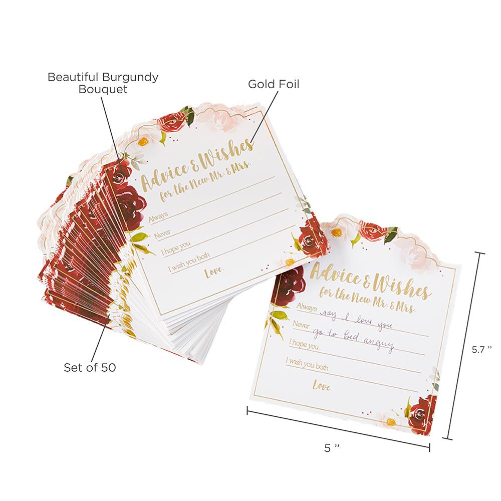 Burgundy Blush Floral Wedding Advice Card (Set of 50) - Alternate Image 6 | My Wedding Favors