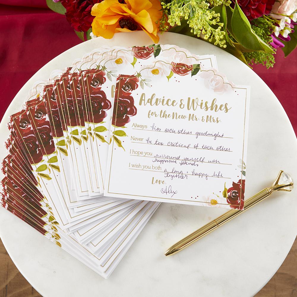Burgundy Blush Floral Wedding Advice Card (Set of 50) - Alternate Image 7 | My Wedding Favors